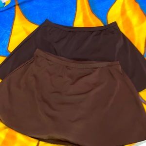 Light brown or chocolate brown swim skirts